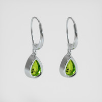 <span>2.50</span>&nbsp;<span class="tooltip-light">Ct.Tw.<span class="tooltiptext">Total Carat Weight</span></span> Yellowish Green Peridot Earrings, 14K White Gold 4