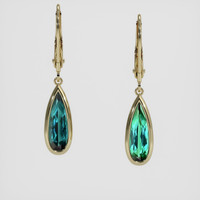 <span>2.63</span> <span class="tooltip-light">Ct.Tw.<span class="tooltiptext">Total Carat Weight</span></span> Greenish Blue Tourmaline Earrings, 14K Yellow Gold 1