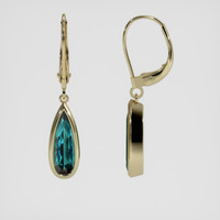 <span>2.63</span>&nbsp;<span class="tooltip-light">Ct.Tw.<span class="tooltiptext">Total Carat Weight</span></span> Greenish Blue Tourmaline Earrings, 14K Yellow Gold 2