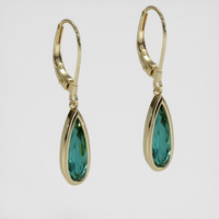 <span>2.63</span> <span class="tooltip-light">Ct.Tw.<span class="tooltiptext">Total Carat Weight</span></span> Greenish Blue Tourmaline Earrings, 14K Yellow Gold 3