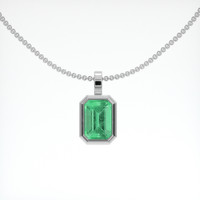 1.15 Ct. Emerald Pendant, 18K White Gold 1
