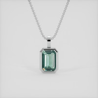 1.60 Ct. Bluish Green Sapphire Pendant, 18K White Gold 1