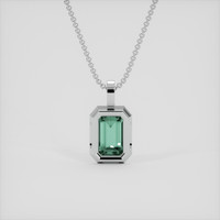 1.60 Ct. Bluish Green Sapphire Pendant, 18K White Gold 4