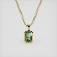 0.87 Ct. Green Sapphire Pendant, 10K Yellow Gold 1