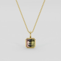 3.85 Ct. Bi Color Tourmaline Pendant, 14K Yellow Gold 1