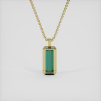 3.57 Ct. Bluish Green Tourmaline Pendant, 14K Yellow Gold 4