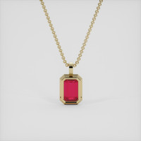 3.76 Ct. Pinkish Red Ruby Pendant, 14K Yellow Gold 4
