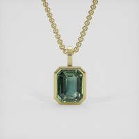 6.47 Ct. Green Sapphire Pendant, 14K Yellow Gold 1