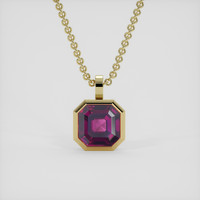 3.03 Ct. Purplish Red Rhodolite Garnet Pendant, 18K Yellow Gold 1