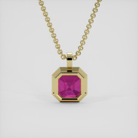 3.03 Ct. Purplish Red Rhodolite Garnet Pendant, 18K Yellow Gold 4