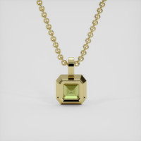 0.98 Ct. Yellowish Green Tourmaline Pendant, 18K Yellow Gold 4