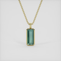 3.57 Ct. Bluish Green Tourmaline Pendant, 18K Yellow Gold 1