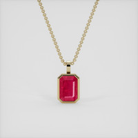3.76 Ct. Pinkish Red Ruby Pendant, 18K Yellow Gold 1