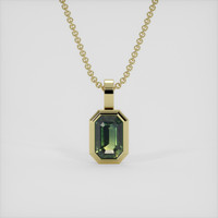 1.14 Ct. Yellowish Green Sapphire Pendant, 18K Yellow Gold 1
