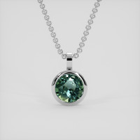 2.05 Ct. Bluish Green Sapphire Pendant, 14K White Gold 1