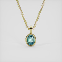 1.12 Ct. Greenish Blue Sapphire Pendant, 10K Yellow Gold 1