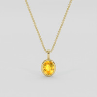 2.96 Ct. Yellowish Orange Sapphire Pendant, 10K Yellow Gold 1