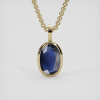 4.02 Ct. Blue Sapphire Pendant, 14K Yellow Gold 1