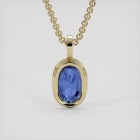 4.02 Ct. Blue Sapphire Pendant, 18K Yellow Gold 4