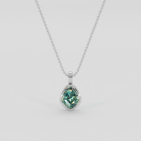 1.61 Ct. Bluish Green Sapphire Pendant, Platinum 950 1