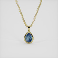 1.12 Ct. Blue Sapphire Pendant, 10K Yellow Gold 1