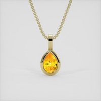 0.78 Ct. Orangish Yellow Sapphire Pendant, 10K Yellow Gold 1