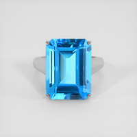 14.44 Ct. Blue Topaz Ring, 18K White Gold 1