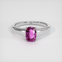 1.00 Ct. Sapphire Ring, 18K White Gold 1