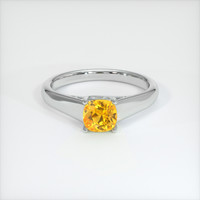 1.12 Ct. Orangish Yellow Sapphire Ring, 18K White Gold 1