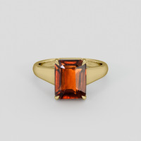 4.42 Ct. Orange Hessonite Garnet Ring, 14K Yellow Gold 1