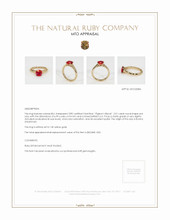 Ruby Ring 2.01 Ct., 14K Yellow Gold Appraisal
