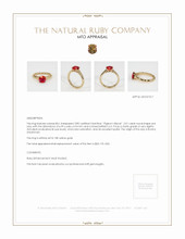 Ruby Ring 2.01 Ct., 18K Yellow Gold Appraisal