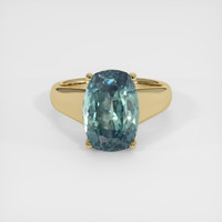 7.47 Ct. Bluish Green Sapphire Ring, 18K Yellow Gold 1