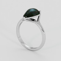 2.14 Ct. Multi Color Black Opal (Dark Opal) Ring, Silver 2