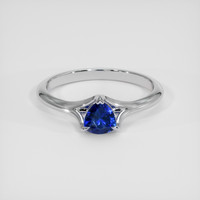 0.70 Ct. Blue Sapphire Ring, 18K White Gold 1