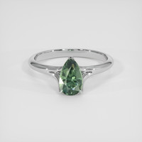 1.62 Ct. Green Sapphire Ring, 18K White Gold 1