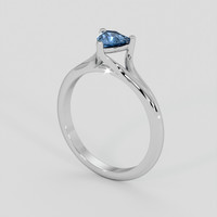 0.50 Ct. Blue Sapphire Ring, 18K White Gold 2