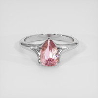 1.48 Ct. Peach Sapphire Ring, 18K White Gold 1