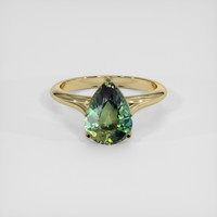 3.00 Ct. Green Sapphire Ring, 14K Yellow Gold 1