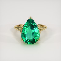 6.90 Ct. Emerald Ring, 18K Yellow Gold 1