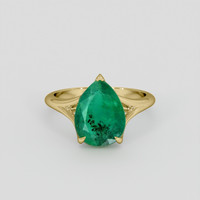 3.19 Ct. Emerald Ring, 18K Yellow Gold 1