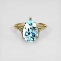 6.60 Ct. Blue Topaz Ring, 18K Yellow Gold 1