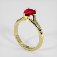 0.76 Ct. Ruby Ring, 18K Yellow Gold 2