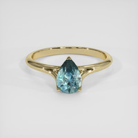 1.23 Ct. Greenish Blue Sapphire Ring, 18K Yellow Gold 1