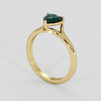 0.94 Ct. Bluish Green Sapphire Ring, 18K Yellow Gold 2