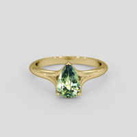 1.16 Ct. Bluish Green Sapphire Ring, 18K Yellow Gold 1