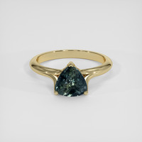 1.55 Ct. Greenish Blue Sapphire Ring, 18K Yellow Gold 1