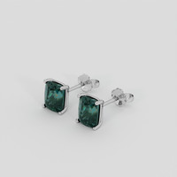 <span>3.68</span> <span class="tooltip-light">Ct.Tw.<span class="tooltiptext">Total Carat Weight</span></span> Greenish Blue Sapphire Earrings, Platinum 950 3