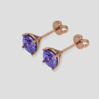 <span>2.09</span> <span class="tooltip-light">Ct.Tw.<span class="tooltiptext">Total Carat Weight</span></span> Violetish Blue Tanzanite Earrings, 14K Rose Gold 3