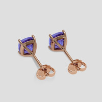 <span>2.09</span> <span class="tooltip-light">Ct.Tw.<span class="tooltiptext">Total Carat Weight</span></span> Violetish Blue Tanzanite Earrings, 14K Rose Gold 4